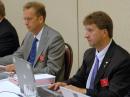 ARRL Delta Division Vice Director David Norris, K5UZ (right), takes notes on his laptop during one of the presentations at the Board meeting. Seated next to Norris is newly appointed Dakota Division Vice Director Kent Olson, KA0LDG. [Steve Ford, WB8IMY, Photo]